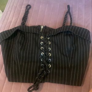 black striped crop top